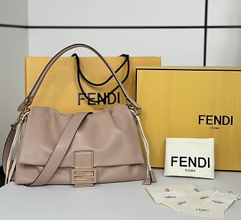 Fendi Mamma Baguette Large Dove Gray Nappa Leather Bag - 32x11x21cm