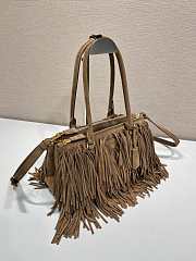 Prada Galleria Medium Suede Bag With Fringe Cocoa Brown 1BA457 - 30x14x10.5cm - 5