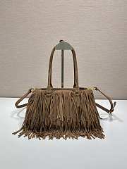 Prada Galleria Medium Suede Bag With Fringe Cocoa Brown 1BA457 - 30x14x10.5cm - 2