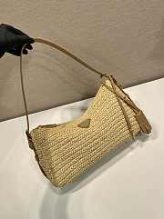 Prada Aimee Large Crochet And Leather Bag Raffia Natural 1BC247 - 34x19.5x10cm - 6