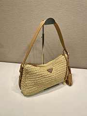 Prada Aimee Large Crochet And Leather Bag Raffia Natural 1BC247 - 34x19.5x10cm - 4