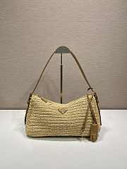 Prada Aimee Large Crochet And Leather Bag Raffia Natural 1BC247 - 34x19.5x10cm - 3