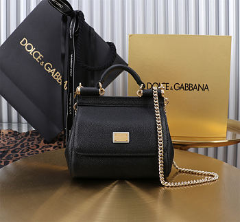 Dolce & Gabbana Black Leather Micro Miss Sicily - 14cm