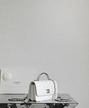 Chanel Clutch With Chain Shiny Grained Calfskin Resin Silver Tone Metal White - 18.5x11x6cm - 2