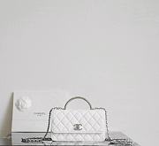 Chanel Clutch With Chain Shiny Grained Calfskin Resin Silver Tone Metal White - 18.5x11x6cm - 3