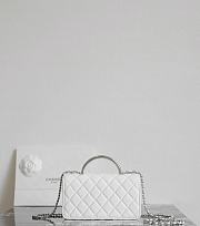 Chanel Clutch With Chain Shiny Grained Calfskin Resin Silver Tone Metal White - 18.5x11x6cm - 4