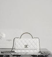 Chanel Clutch With Chain Shiny Grained Calfskin Resin Silver Tone Metal White - 18.5x11x6cm - 6