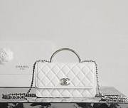 Chanel Clutch With Chain Shiny Grained Calfskin Resin Silver Tone Metal White - 18.5x11x6cm - 1
