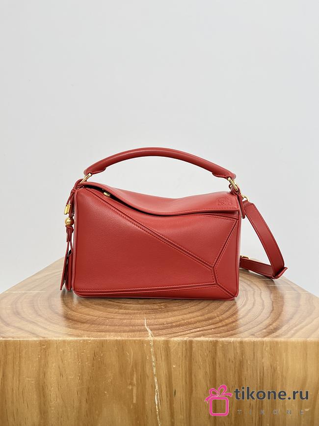 Loewe Small Featherlight Puzzle Bag In Nappa Lambskin Red - 24x16.5x10.5cm - 1