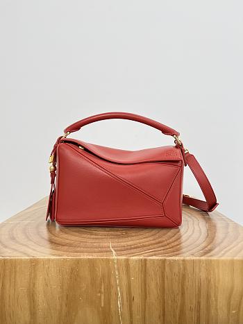 Loewe Small Featherlight Puzzle Bag In Nappa Lambskin Red - 24x16.5x10.5cm