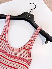 Fendi Top Beige And Red Striped Cotton And Silk Top   - 2