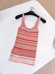 Fendi Top Beige And Red Striped Cotton And Silk Top   - 3