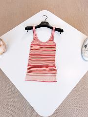 Fendi Top Beige And Red Striped Cotton And Silk Top   - 4