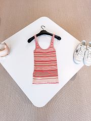 Fendi Top Beige And Red Striped Cotton And Silk Top   - 6
