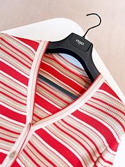 Fendi Cardigan Red And Beige Striped Cotton And Silk Cardigan - 6