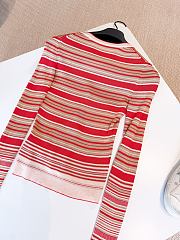 Fendi Cardigan Red And Beige Striped Cotton And Silk Cardigan - 2