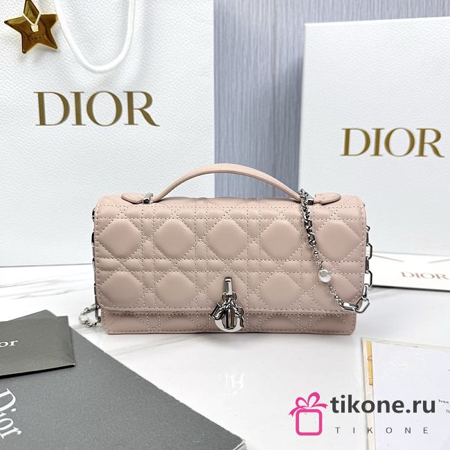 My Dior Mini Bag Light Pink Silver Cannage Lambskin - 21x11.5x4.5cm - 1