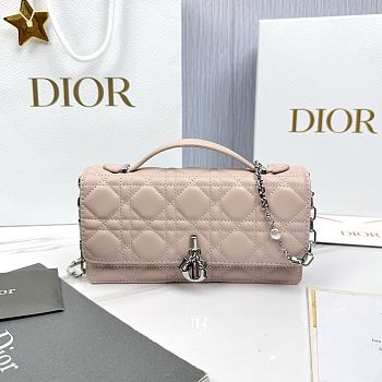 My Dior Mini Bag Light Pink Silver Cannage Lambskin - 21x11.5x4.5cm