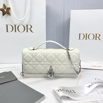 My Dior Mini Bag White Silver Cannage Lambskin - 21x11.5x4.5cm