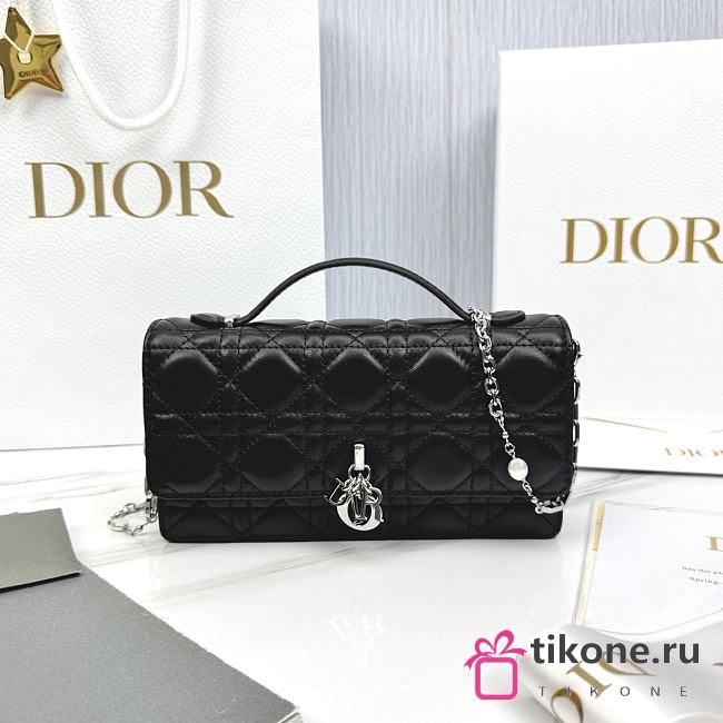 My Dior Mini Bag Black Silver Cannage Lambskin - 21x11.5x4.5cm - 1