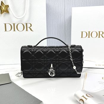 My Dior Mini Bag Black Silver Cannage Lambskin - 21x11.5x4.5cm