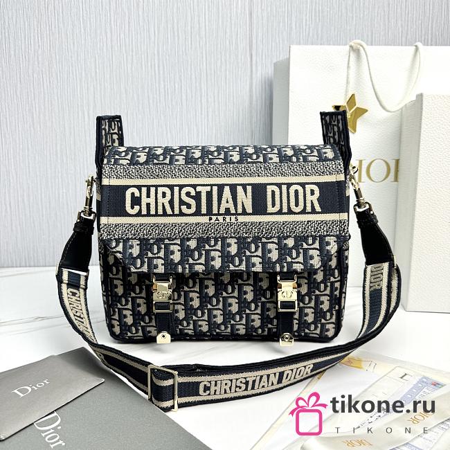 Medium Diorcamp Bag Blue Dior Oblique Embroidery - 29x22x12cm  - 1