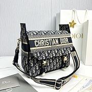 Medium Diorcamp Bag Blue Dior Oblique Embroidery - 29x22x12cm  - 6