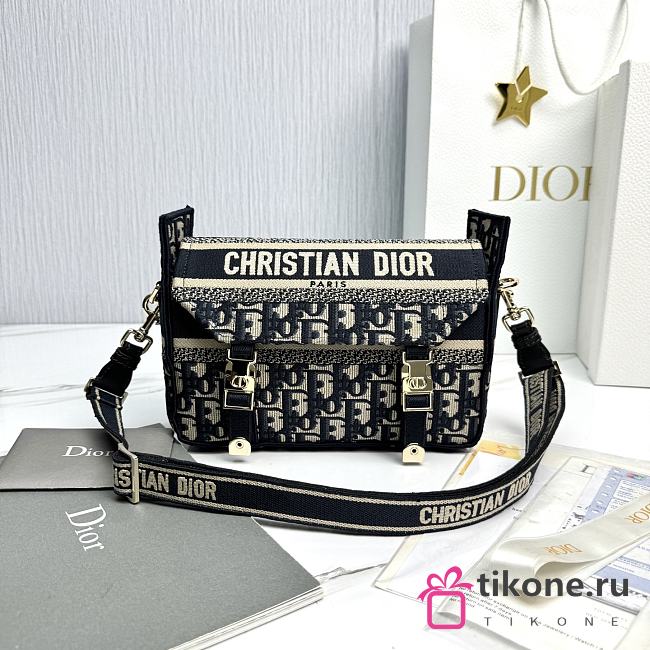Small Diorcamp Bag Blue Dior Oblique Embroidery - 23x15x8cm - 1