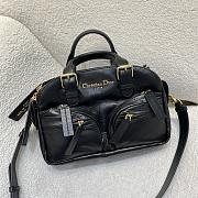 Dior Small Grand Tour Bowling Bag Black Crinkled Calfskin - 28x19x9.5cm - 1