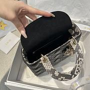 Dior Small Lady Black Cannage Lambskin Python Handle - 20x17x8cm - 2