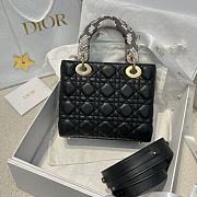 Dior Small Lady Black Cannage Lambskin Python Handle - 20x17x8cm - 3