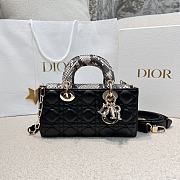 Dior Small Lady D-Joy Bag Black Cannage Lambskin Python Handle - 22x12x6cm - 1