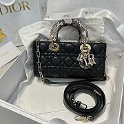 Dior Small Lady D-Joy Bag Black Cannage Lambskin Python Handle - 22x12x6cm - 5