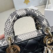 Dior Small Lady D-Joy Bag Black Cannage Lambskin Python Handle - 22x12x6cm - 4