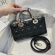 Dior Small Lady D-Joy Bag Black Cannage Lambskin Python Handle - 22x12x6cm - 2