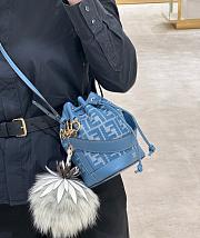Fendi Mon Tresor Blue Denim Effect FF Jacquard Mini Bag - 14x12x18cm - 4
