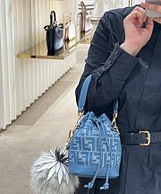 Fendi Mon Tresor Blue Denim Effect FF Jacquard Mini Bag - 14x12x18cm - 3