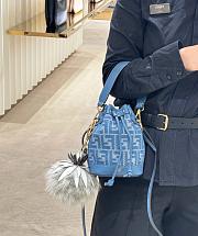 Fendi Mon Tresor Blue Denim Effect FF Jacquard Mini Bag - 14x12x18cm - 2