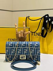Fendi Wallet On Chain Baguette Blue Denim Effect FF Jacquard Mini Bag - 21x15.5x5cm - 1
