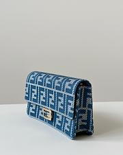 Fendi Wallet On Chain Baguette Blue Denim Effect FF Jacquard Mini Bag - 21x15.5x5cm - 3