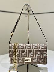 Fendi Wallet On Chain Baguette Beige Denim Effect FF Jacquard Mini Bag - 21x15.5x5cm - 1