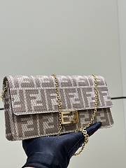 Fendi Wallet On Chain Baguette Beige Denim Effect FF Jacquard Mini Bag - 21x15.5x5cm - 6