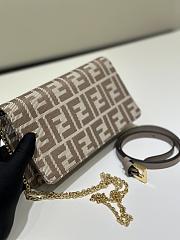 Fendi Wallet On Chain Baguette Beige Denim Effect FF Jacquard Mini Bag - 21x15.5x5cm - 4