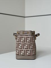 Fendi Mon Tresor Dove Grey Denim Effect FF Jacquard Mini Bag - 14x12x18cm - 6