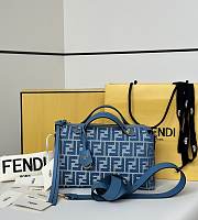 Fendi By The Way Soft Medium Blue Denim Effect FF Jacquard Mini Bag - 29x13x17cm - 1