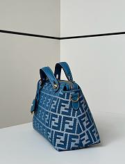Fendi By The Way Soft Medium Blue Denim Effect FF Jacquard Mini Bag - 29x13x17cm - 4