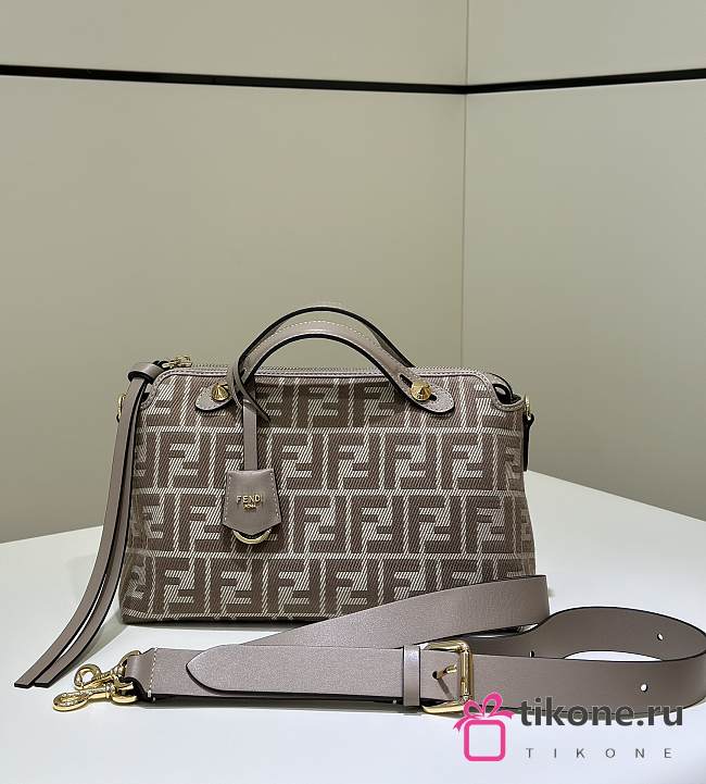 Fendi By The Way Soft Medium Dove Grey Denim Effect FF Jacquard Mini Bag - 29x13x17cm - 1
