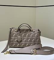 Fendi By The Way Soft Medium Dove Grey Denim Effect FF Jacquard Mini Bag - 29x13x17cm - 4