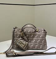 Fendi By The Way Soft Medium Dove Grey Denim Effect FF Jacquard Mini Bag - 29x13x17cm - 5