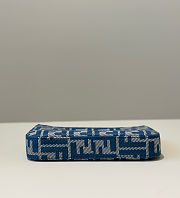 Baguette Pouch Blue Denim Effect FF Jacquard Charm Pouch With Chain - 20x13x3cm - 6
